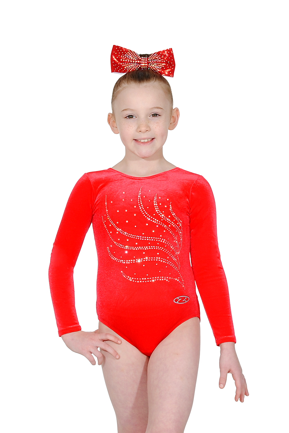 Langärmliger Gymnastikanzug mit Tiara-Kristallmotiv