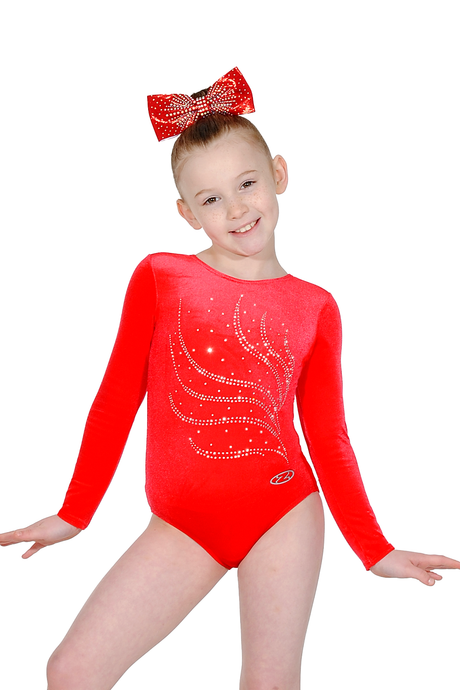 Langärmliger Gymnastikanzug mit Tiara-Kristallmotiv