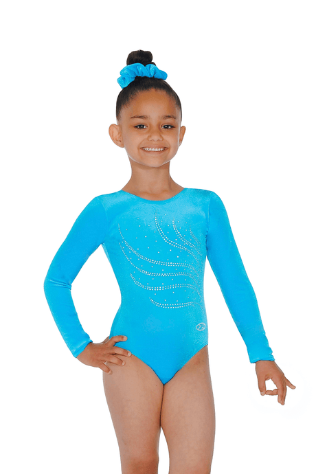 Langärmliger Gymnastikanzug mit Tiara-Kristallmotiv
