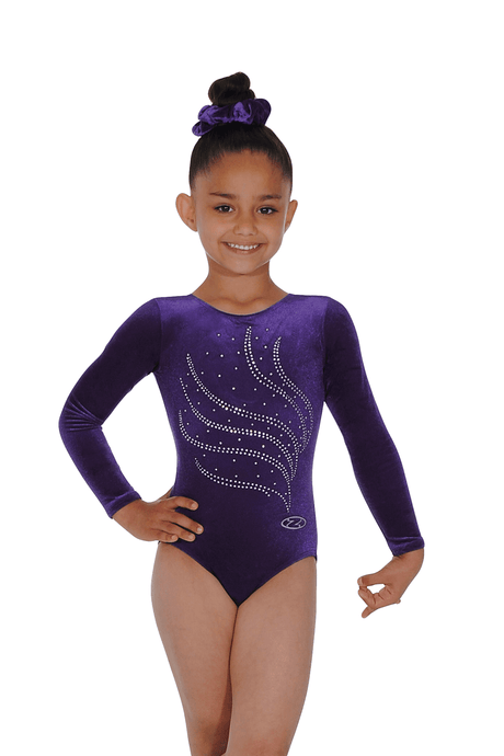 Langärmliger Gymnastikanzug mit Tiara-Kristallmotiv