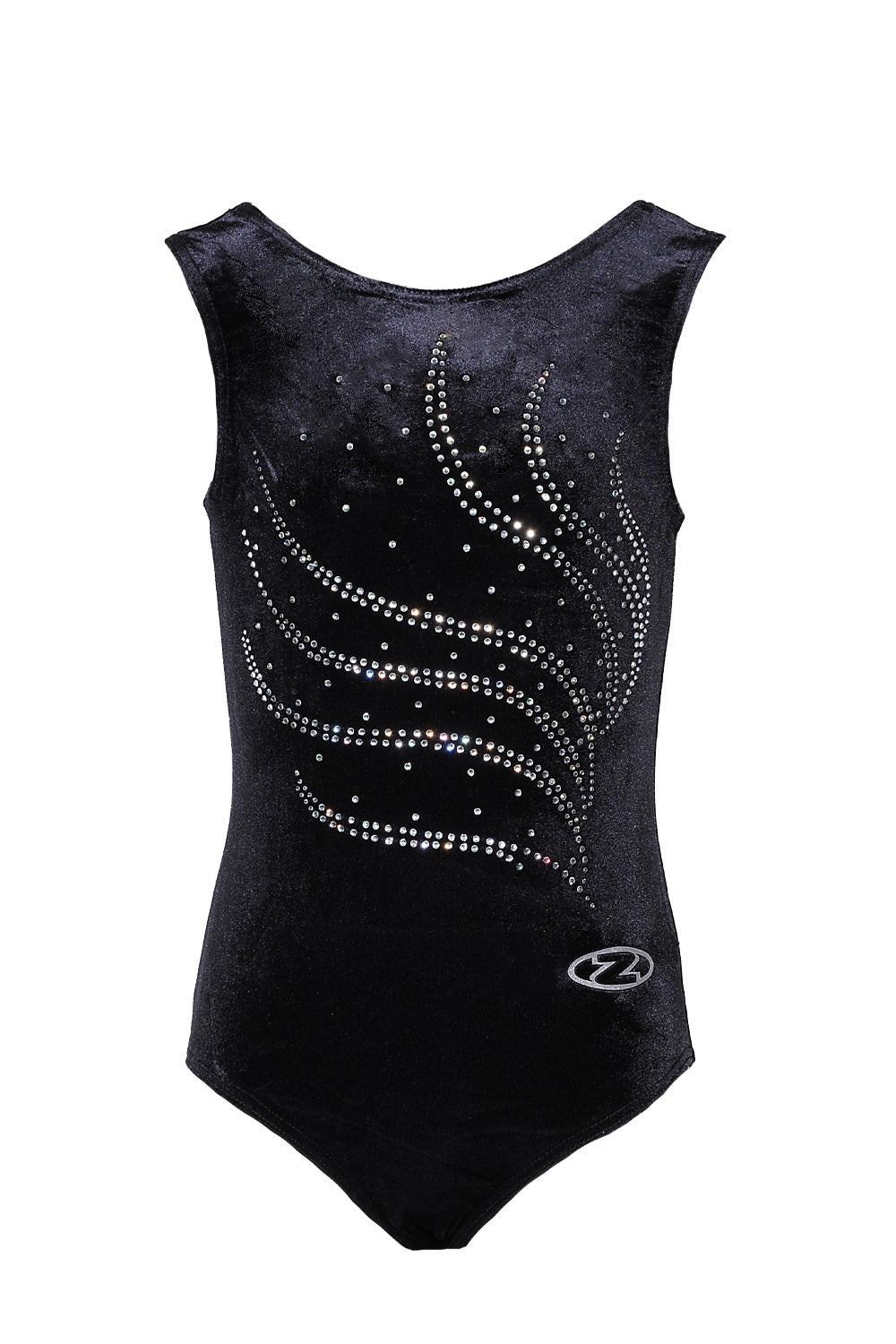 Ärmelloser Gymnastikanzug mit Tiara-Kristallmotiv 